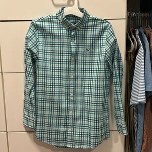 Boys size Medium (12-14) Vineyard Vines gingham button down shirt.